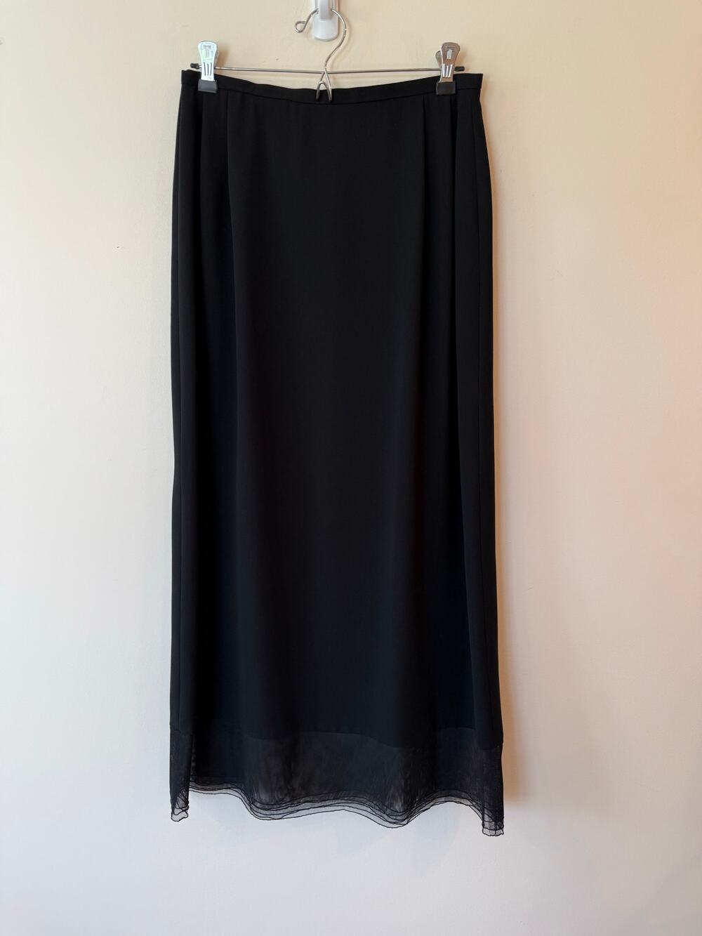 Harvé Benard Collection Black Mesh Pleated Maxi Skirt Women Size 8 normcore